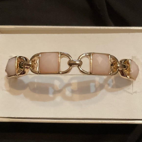 Anne Klein Jewelry - Anne Klein Goldtone Rose Quartz Oval Hinge
Bracelet NWOT